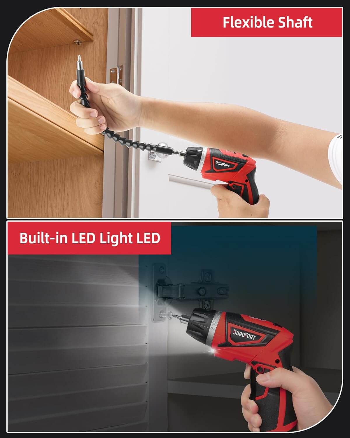 Reaches screws in tight spaces with enhanced lighting.