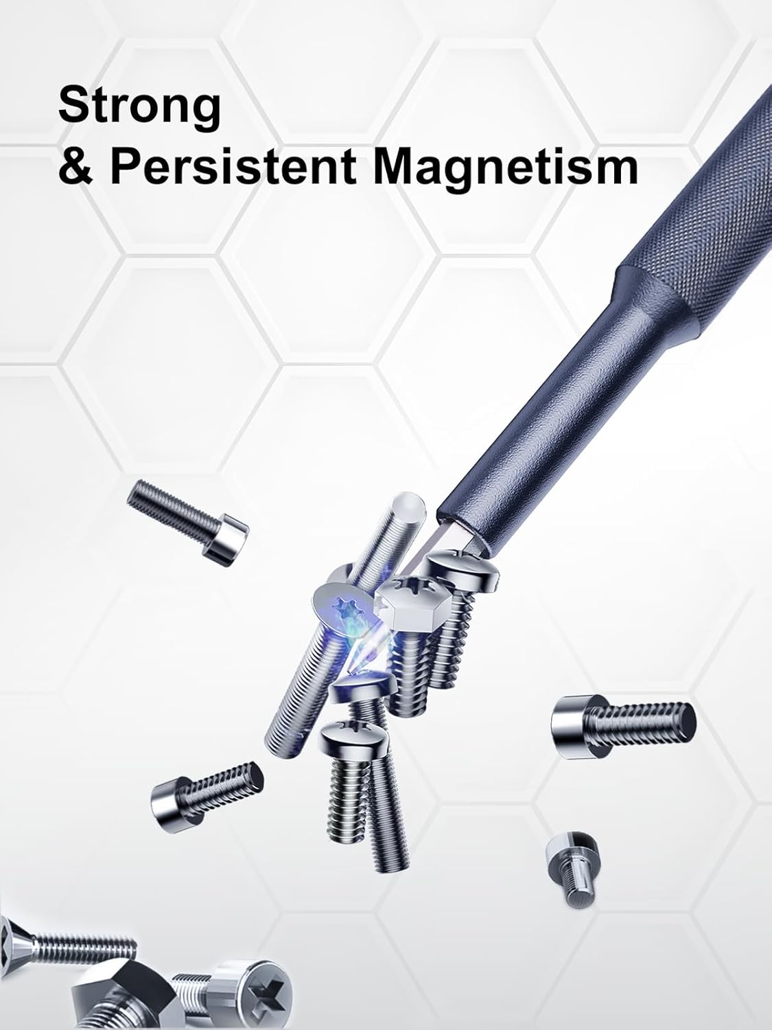 Magnetic precision screwdriver set highlighting strong magnetism, ideal for delicate repairs and small components.