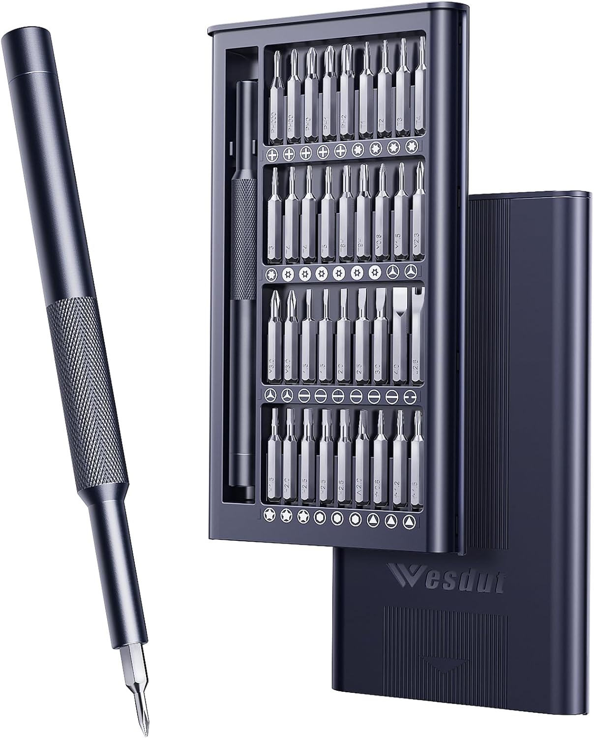 KIRU precision screwdriver set with 37 bits in a compact case, perfect for delicate repairs and electronics.